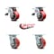 Service Caster 4 Inch Red Poly on Cast Iron Caster Set with Ball Bearing 2 Total Lock Brake SCC SCC-TTL30S420-PUB-RS-2-S-2 - alternate 1